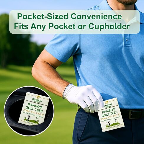 Bamboo Golf Tees – Matchbook Design Flip-Top Pocket Golf Tee Box Holder, 18 Pack Wooden Tees – 3 Sizes (3¼″, 2¾″, 2″) – Funny Golf Gift for Men, Iconic Packaging & Cool Golf Accessories in Saudi Arabia