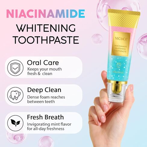 Niacinamide Whitening Toothpaste, Complete Care Toothpaste，Remove Tartar,Remove Tooth Stains,Protects Tooth Enamel,Fresh Breath,3.8oz (Pack of 1) in Kuwait