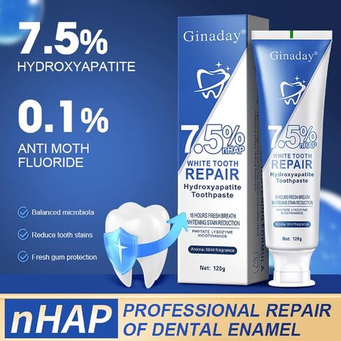 2 PCS Hydroxyapatite أسنان 7.5 لحماية المينا وتقوية الأسنان ، أعمدة أسنان هيدروكسيباتيت خالية من الفلورايد. in Saudi Arabia