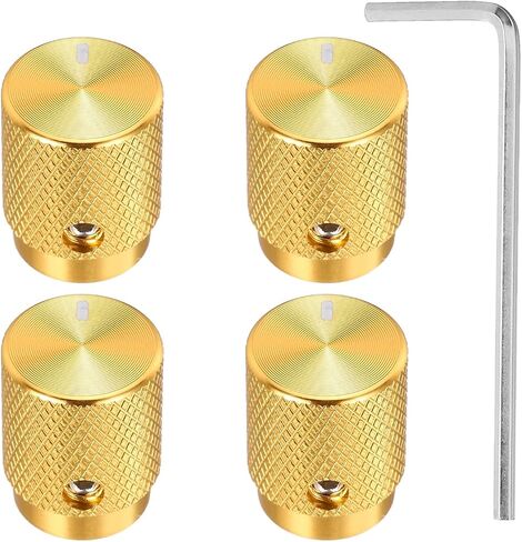 MECCANIXITY 4 Pcs Aluminium Potentiometer Knobs, 1/4"(6mm) IDx1/2(12.5mm) ODx5/8(16mm) Height Universal Volume Tone Control Knobs for Guitar, Bass, Oval Indicator, Bright Black in Saudi Arabia