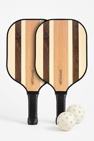 New Traditional Pickleball Paddle Set – 2 Classic Real Wood Pickleball Paddles + 2 Balls – Outdoor Sport for Casual Court Play in Saudi Arabia