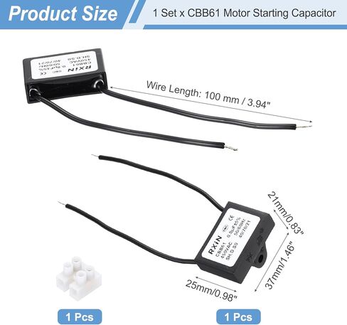 مكثف Meccanixity CBB61 ، 3UF 450V 2-w-ware سقف محرك بدء تشغيل مكثف للمروحة السقف ، ومولد محرك ، منفاخ ، مروحة العادم ، الأسود in Kuwait