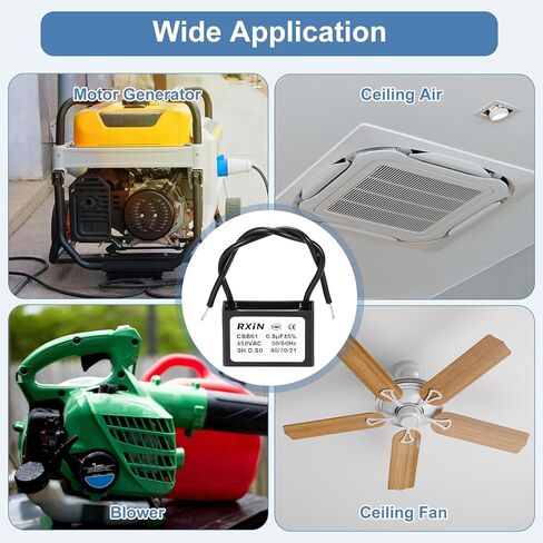 مكثف Meccanixity CBB61 ، 3UF 450V 2-w-ware سقف محرك بدء تشغيل مكثف للمروحة السقف ، ومولد محرك ، منفاخ ، مروحة العادم ، الأسود in Kuwait