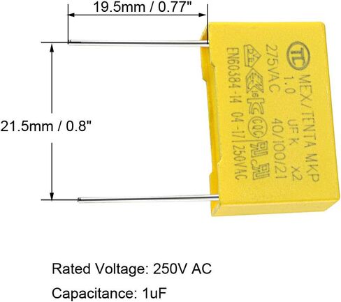 uxcell Safety Capacitor Polypropylene Film 1uF 275VAC X2 MKP 5 Pcs in Saudi Arabia