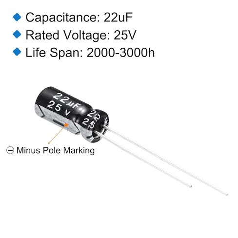 uxcell 22uf 25v 5x11mm electolytic elector ، قيادة شعاعي المكثفات الألومنيوم للتلفزيون ، شاشة LCD ، VCD ، 15pcs in Saudi Arabia