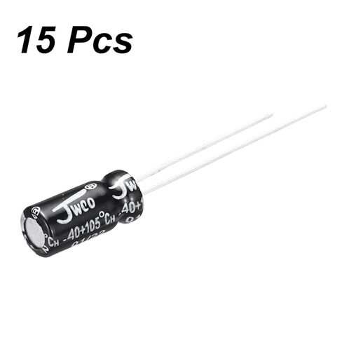 uxcell 22uf 25v 5x11mm electolytic elector ، قيادة شعاعي المكثفات الألومنيوم للتلفزيون ، شاشة LCD ، VCD ، 15pcs in Saudi Arabia