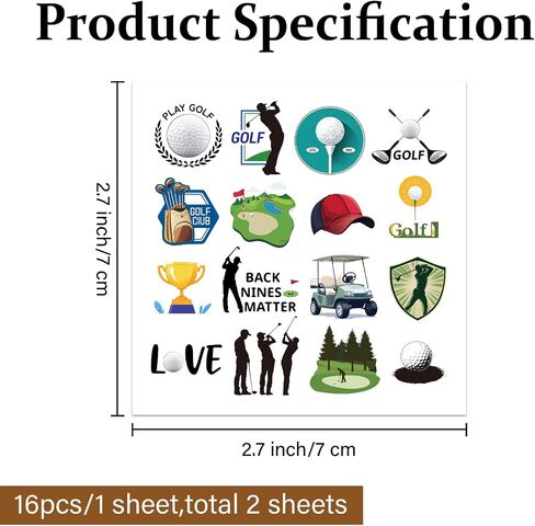 PLIGREAT Golf Elements Golf Ball Markers, Colorful Marking Stickers 2 Sheets Cartoon Style Golf Ball Customise Markers Golfer Gift Golfing Accessories in Saudi Arabia