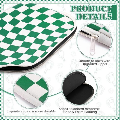 2 PCS Paddle Cover متوافق مع غلاف مجداف المخلل Neoprene غلاف مضرب النيوبرين مع سحاب ، 11.81 × 8.66 بوصة متوافقة مع أغطية حماية كرة المخللة للرجال النساء in Saudi Arabia