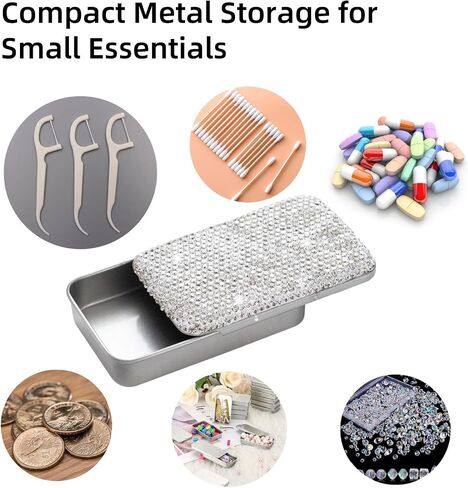 2pcs Dental Floss Holder Bling Gum Container Small Metal Tin Box Case for Q-tip,Cotton Swab（Silver in Kuwait