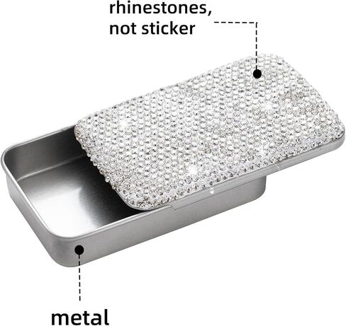 2pcs Dental Floss Holder Bling Gum Container Small Metal Tin Box Case for Q-tip,Cotton Swab（Silver in Kuwait