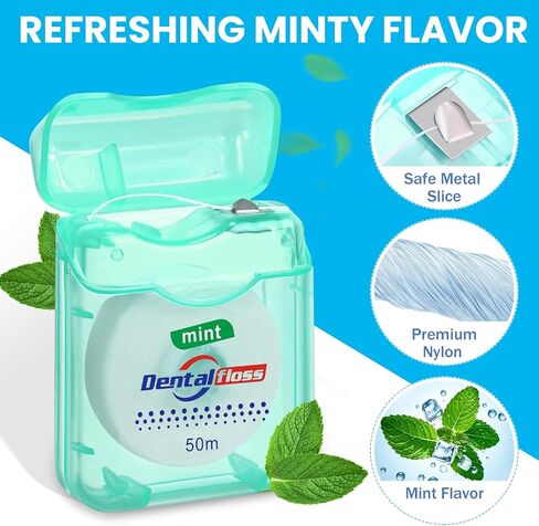 Geiserairailie 72 Pack Dental Lwors Bulk 50m كل النعناع رعاية الفم للأسنان للأسنان وحماية اللثة (Mint Green) in Kuwait