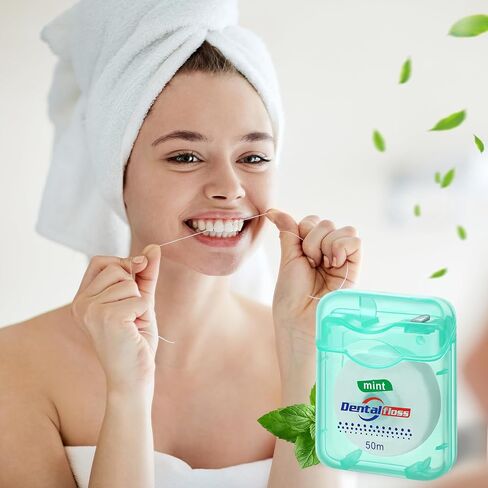 Geiserairailie 72 Pack Dental Lwors Bulk 50m كل النعناع رعاية الفم للأسنان للأسنان وحماية اللثة (Mint Green) in Kuwait