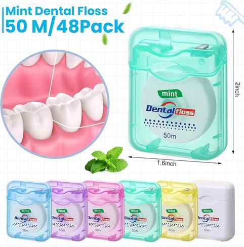 Geiserairailie 72 Pack Dental Lwors Bulk 50m كل النعناع رعاية الفم للأسنان للأسنان وحماية اللثة (Mint Green) in Saudi Arabia