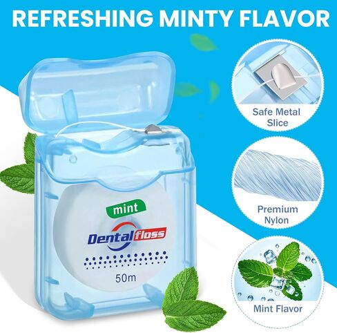 Geiserairailie 72 Pack Dental Lwors Bulk 50m كل النعناع رعاية الفم للأسنان للأسنان وحماية اللثة (Mint Green) in Saudi Arabia