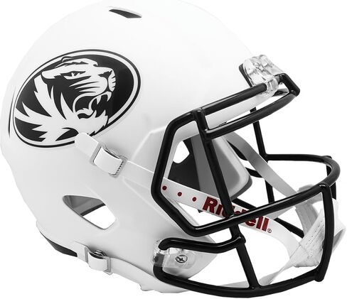 Riddell NCAA Missouri Tigers خوذة الحجم الكامل متماثل النسخة المتماثلة ذات الحجم الكامل النمط الأبيض غير اللامع الأبيض ، وألوان الفريق ، وحجم واحد in Saudi Arabia