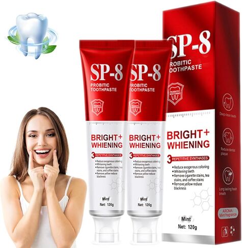 2pcs SP-8 معجون أسنان ، SP-8 معجون أسنان التبييض بروبيوتيك ، للتنفس الطازج ، يحمي الأسنان وصحة الفم ، الرغوة الغنية والشطف السهل ، رعاية التنظيف العميق in Kuwait