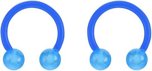 16GA Glow in The Dark Flexible Horseshoe Circular Barbells, Sold as a Pair (Blue) in Kuwait