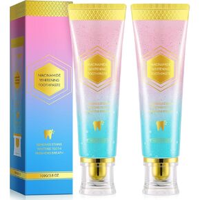 معجون أسنان تبييض النياسيناميد 2 PCS ، معجون أسنان مكثف بالنياسيناميد ، وتنفس الأسنان وتنفسه الطازج ، معجون الأسنان اللطيف العميق ، تعزيز صحة اللثة ، نكهة النعناع والخوخ 3.53 أوقية in Kuwait