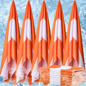 Coume 20 Pieces Cooling Towels Bulk for Neck and Face 40 x 12 Inch Double Layer Microfiber Soft Breathable Chilly Orange Cold Towels for Gym Yoga Camping Running Workout Travel Sports in Kuwait