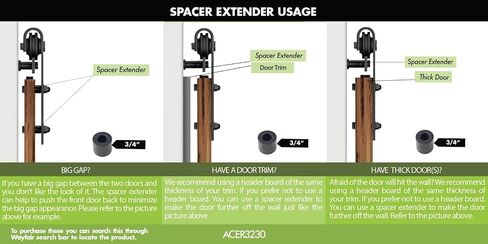 Homacer Sliding Barn Door Hardware Black Rustic 3/4“ Spacer Extender-Set of 6 in Saudi Arabia