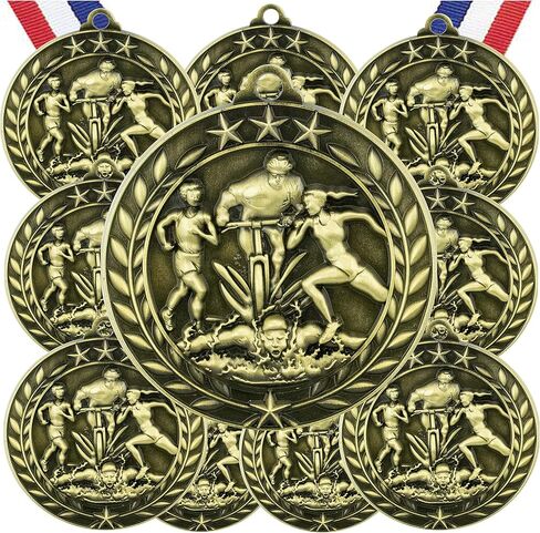 10 حزمة الترياتلون جائزة Gold Medals Trophy مع شرائط الرقبة WAMG-978 in Kuwait