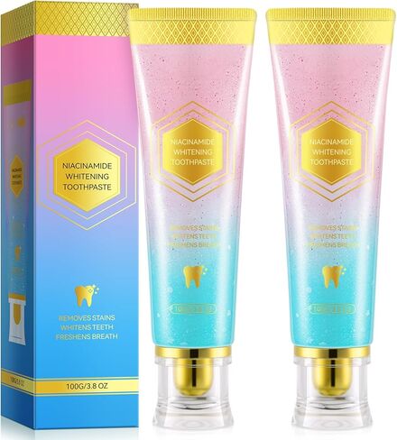 معجون أسنان تبييض النياسيناميد 2 PCS ، معجون أسنان مكثف بالنياسيناميد ، وتنفس الأسنان وتنفسه الطازج ، معجون الأسنان اللطيف العميق ، تعزيز صحة اللثة ، نكهة النعناع والخوخ 3.53 أوقية in Kuwait