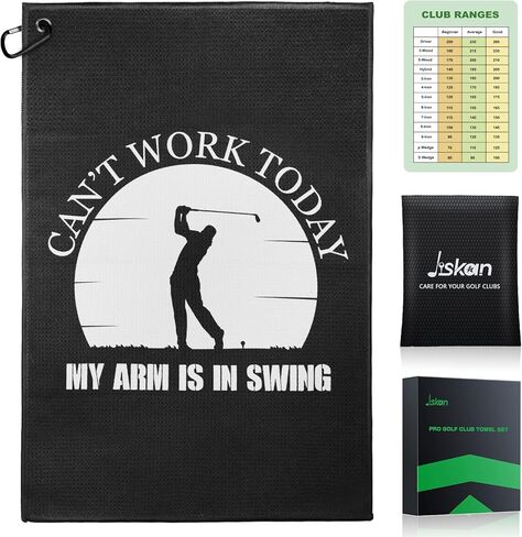 Golf Towel Microfiber (16" X 24") with Clip and Storage Bag, Funny Golf Towels for Golf Bags Cool Golf Accessories Golf Gifts for Men Golf Gear Golf Stuff (Black) in Kuwait