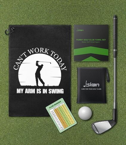 Golf Towel Microfiber (16" X 24") with Clip and Storage Bag, Funny Golf Towels for Golf Bags Cool Golf Accessories Golf Gifts for Men Golf Gear Golf Stuff (Black) in Kuwait