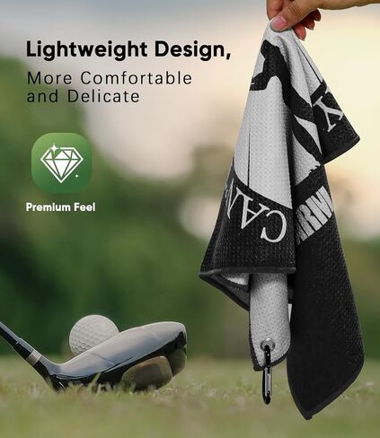 Golf Towel Microfiber (16" X 24") with Clip and Storage Bag, Funny Golf Towels for Golf Bags Cool Golf Accessories Golf Gifts for Men Golf Gear Golf Stuff (Black) in Kuwait