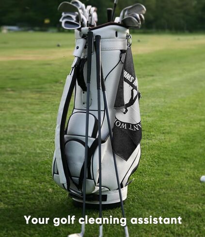 Golf Towel Microfiber (16" X 24") with Clip and Storage Bag, Funny Golf Towels for Golf Bags Cool Golf Accessories Golf Gifts for Men Golf Gear Golf Stuff (Black) in Kuwait