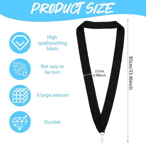 Molain 100 Pcs Black Award Ribbons for Medal, Medal Neck Lanyards with Snap Clips Flat Participation Ribbons Holder for Sports Competitions Student Achievements in Saudi Arabia