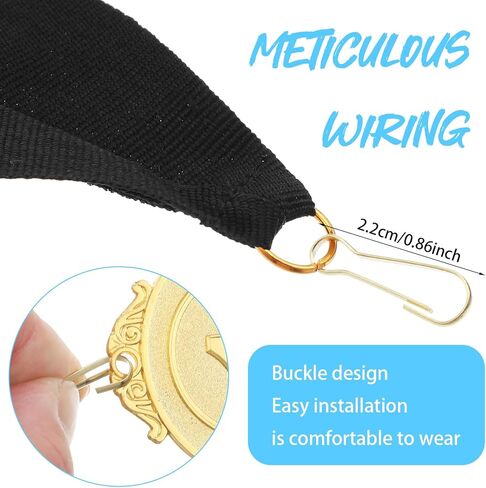 Molain 100 Pcs Black Award Ribbons for Medal, Medal Neck Lanyards with Snap Clips Flat Participation Ribbons Holder for Sports Competitions Student Achievements in Saudi Arabia