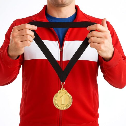 Molain 100 Pcs Black Award Ribbons for Medal, Medal Neck Lanyards with Snap Clips Flat Participation Ribbons Holder for Sports Competitions Student Achievements in Saudi Arabia