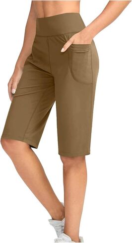 Capri Short Pants for Women Knee Length Wide Leg Shorts Yoga Dressy Casual Summer Capris with Pockets in Saudi Arabia