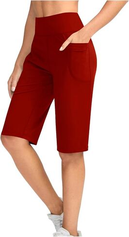 Capri Short Pants for Women Knee Length Wide Leg Shorts Yoga Dressy Casual Summer Capris with Pockets in Saudi Arabia