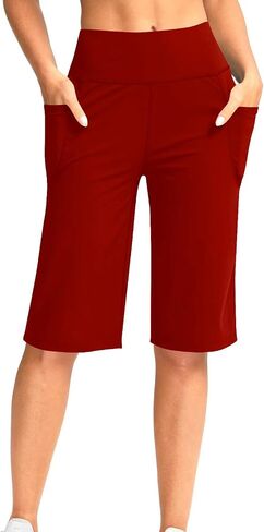 Capri Short Pants for Women Knee Length Wide Leg Shorts Yoga Dressy Casual Summer Capris with Pockets in Saudi Arabia