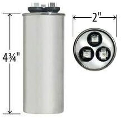 97F9832 - 45 + 10 UF MFD 370 VALT VAC - Genteq Round Dual Run Capacitor Upgrade in Saudi Arabia