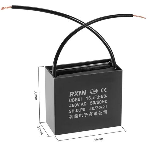 مكثف مروحة السقف UXCELL CBB61 18UF 450V AC 2 الأسلاك المكثف المكثفات البولي بروبيلين in Saudi Arabia