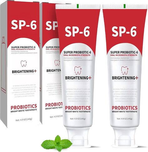 2PCS SP-6 Probiotic Whitening Toothpaste, Enhanced Formula with 6 Probiotics for Teeth Whitening and Gum Health, Enamel-Safe, Fluoride-Free, Fresh Mint Flavor, Ultra whitening and Fresh Breath in Saudi Arabia