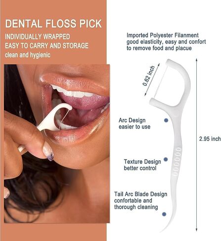 150 Pack Dental Floss Picks Individually Wrapped, Floss Single Bag, Travel Dental Floss, Unflavored Floss Picks, Dental Flossers, Floss Sticks, Tooth Floss, Dental Picks Disposable in Kuwait