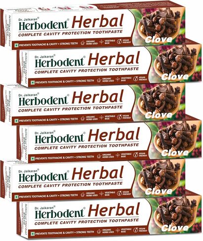 Herbodent® Herbal القرنفل معجون الأسنان - 6.53 أوقية حزمة من 1 | الأعشاب الطبيعية - القرنفل ، بابول ، باكول وأكثر | الاستخدام اليومي معجون الأسنان in Kuwait