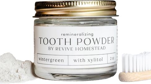 Hydroxyapatite Tooth Powder بواسطة Revive Homestead | مسحوق معجون الأسنان المذكر | خالية من الفلورايد | تبييض | كل طبيعية | 2 أوقية جرة الزجاج العنبر (خالية من التحلية) (2 أوقية ، نعناع طبيعي) in Saudi Arabia
