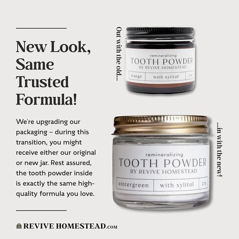 Hydroxyapatite Tooth Powder بواسطة Revive Homestead | مسحوق معجون الأسنان المذكر | خالية من الفلورايد | تبييض | كل طبيعية | 2 أوقية جرة الزجاج العنبر (خالية من التحلية) (2 أوقية ، نعناع طبيعي) in Saudi Arabia