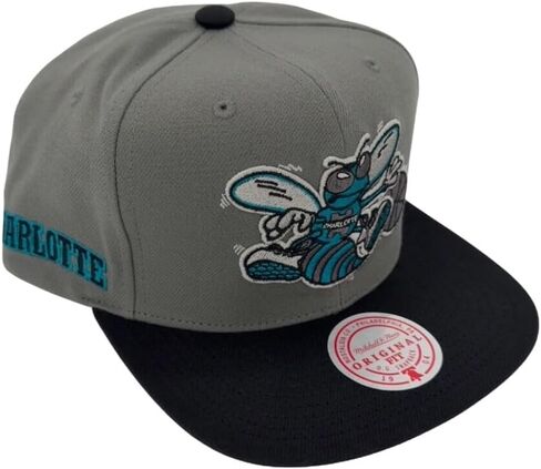 Mitchell & Ness Charlotte Hornets NBA Storm Front HWC Snapback Hat Cap Gray/Black in Kuwait