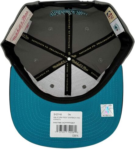 Mitchell & Ness Charlotte Hornets NBA Storm Front HWC Snapback Hat Cap Gray/Black in Kuwait
