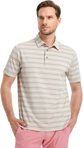 M MAELREG Golf Shirts for Men Short Sleeve Dry Fit Striped Performance Lightweight Moisture Wicking Collared Casual Golf Polo in Kuwait