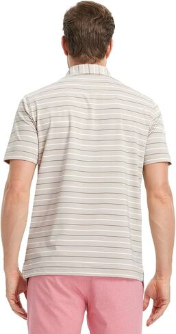 M MAELREG Golf Shirts for Men Short Sleeve Dry Fit Striped Performance Lightweight Moisture Wicking Collared Casual Golf Polo in Kuwait