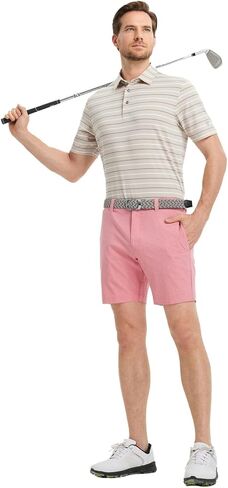 M MAELREG Golf Shirts for Men Short Sleeve Dry Fit Striped Performance Lightweight Moisture Wicking Collared Casual Golf Polo in Kuwait