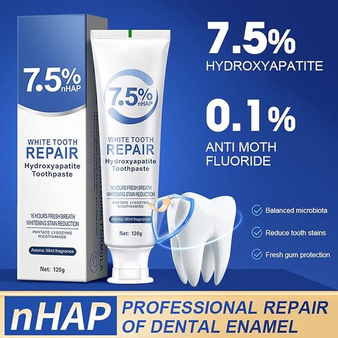 2pcs معاجين أسنان هيدروكسيباتيت لحماية المينا وتقوية الأسنان ، والنعناع اللطيف ، والتنفس الطازج ، والاستخدام اليومي لصحة الفم ، والطبيعة والآمنة 4.23 أوقية in Kuwait