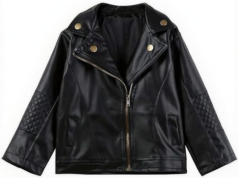 Noubeau Toddler Boys Girls Motorcycle Faux Leather Jackets Coat Winter Outwear for 1-5Y in Kuwait